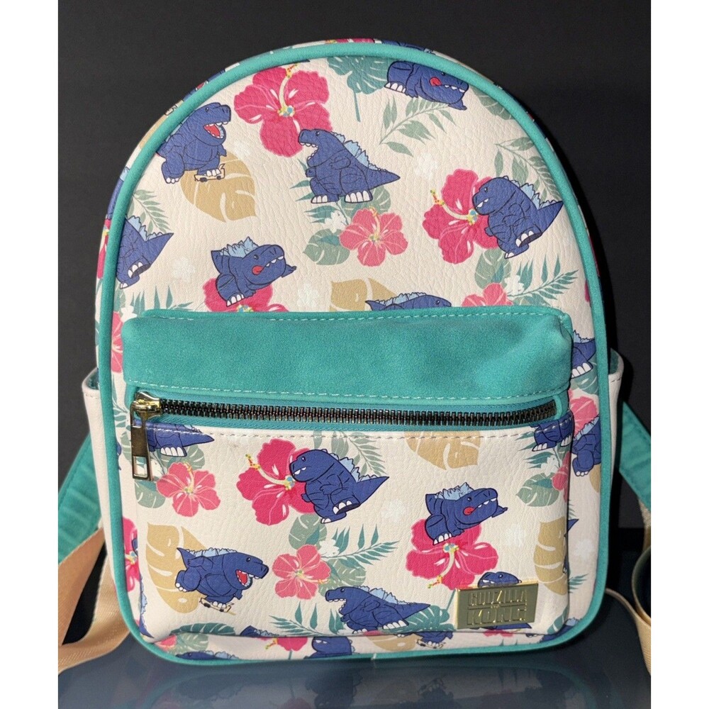 Godzilla Chibi Tropical Floral Mini Backpack BoxLunch Exclusive Kaiju Bag EUC